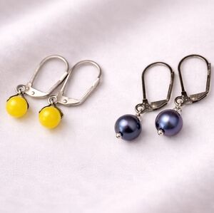 Elegant Yellow and Purple Earrings Set